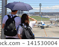 Passengers watching airplanes from the observation deck 141530004