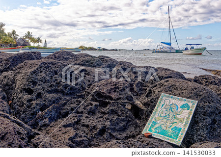 Lord Hanuman Hindu Shrine on Volcanic Coastal Rocks in Mauritius Lord Hanuman Hindu Shrine on Volcanic Coastal Rocks in Mauritius 141530033