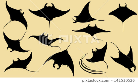 Stingray silhouette vector set Stingray silhouette vector set 141530526