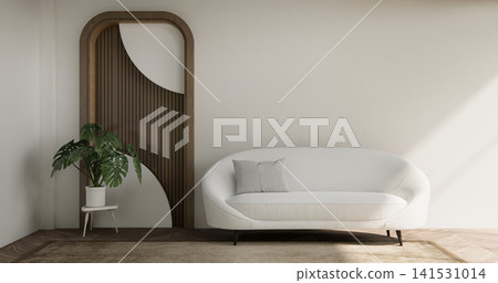 white sofa armchair minimalist designin living room interior muji style.3D rendering white sofa armchair minimalist designin living room interior muji style.3D rendering 141531014