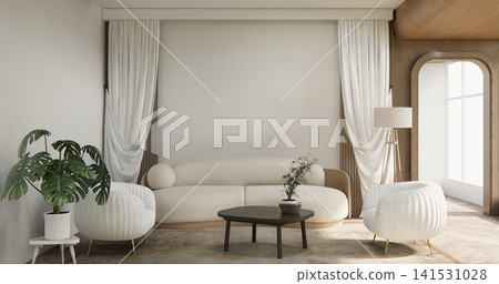 white sofa armchair minimalist designin living room interior muji style.3D rendering white sofa armchair minimalist designin living room interior muji style.3D rendering 141531028