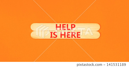 Help is here and support words symbol. Concept words Help is here on beautiful wooden sticks. Beautiful orange background. Business help is here and support concept. Copy space. Help is here and support words symbol. Concept words Help is here on beautiful wooden sticks. Beautiful orange background. Business help is here and support concept. Copy space. 141531189