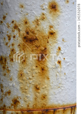 Rust and Corrosion on White Painted Metal Surface Rust and Corrosion on White Painted Metal Surface 141532078