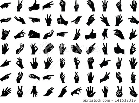 Set of vector hand signs and gestures Set of vector hand signs and gestures 141532319