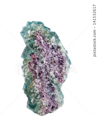 Raw Transparent Green Fluorite Mineral with Cubic Structure Raw Transparent Green Fluorite Mineral with Cubic Structure 141532617