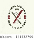 Ferro Rod and Bushcraft Knife Vector Illustration. Vintage Survival and Camping Badge Design for Outdoor Adventure. Perfect for t-shirt designs, stickers, travel gear, or hiking-themed merchandise. Ferro Rod and Bushcraft Knife Vector Illustration. Vintage Survival and Camping Badge Design for Outdoor Adventure. Perfect for t-shirt designs, stickers, travel gear, or hiking-themed merchandise. 141532799