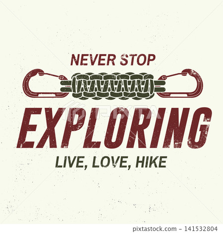 Vintage Exploring T-Shirt Design Vector, Retro Hiking Typography Graphic for Outdoor Apparel Vintage Exploring T-Shirt Design Vector, Retro Hiking Typography Graphic for Outdoor Apparel 141532804