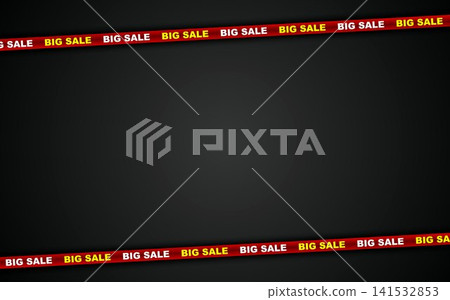 Big sale cross ribbon frame border design element. Warning tape line template for promotion, shopping. Graphic elements 141532853