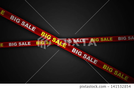 Big sale cross ribbon frame border design element. Warning tape line template for promotion, shopping. Graphic elements Big sale cross ribbon frame border design element. Warning tape line template for promotion, shopping. Graphic elements 141532854