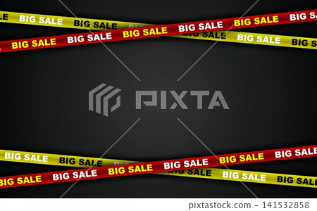 Big sale cross ribbon frame border design element. Warning tape line template for promotion, shopping. Graphic elements Big sale cross ribbon frame border design element. Warning tape line template for promotion, shopping. Graphic elements 141532858