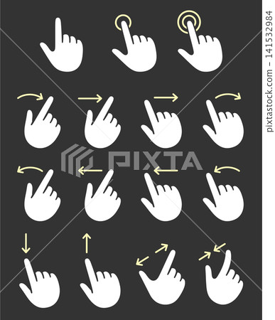 Touch screen finger gestures icon set Touch screen finger gestures icon set 141532984