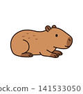 Cute capybara cartoon character isolated on white background vector illustration 141533050