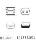 Disposable food container container boxes outline icons set for delivery service 141533051