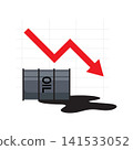 Oil price drop financial crisis concept with barrel and red arrow 141533052