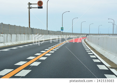 Red pavement on highways Red pavement on highways 141533083