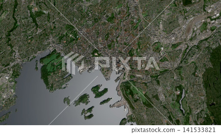 Top-down aerial illustration of Oslo, Norway Top-down aerial illustration of Oslo, Norway 141533821