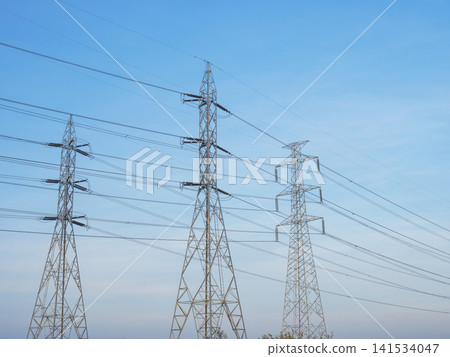 Electric Power Transmission Towers and High Voltage Lines Electric Power Transmission Towers and High Voltage Lines 141534047