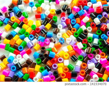 Colorful Plastic Craft Beads Background 141534070