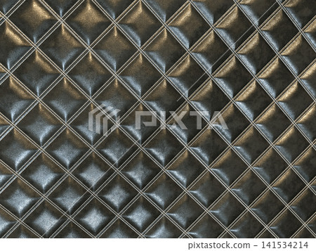 Black Quilted Leather Texture with Diamond Stitching 141534214