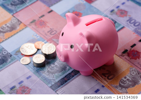 A piggy bank as a concept for storing, accumulating, and saving financial resources. A piggy bank A piggy bank as a concept for storing, accumulating, and saving financial resources. A piggy bank 141534369