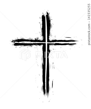 Christian cross in grunge style for postcards, posters, banners, fasting, wishes, church clip art, Lent, religious cross isolated on a black background. Happy easter. hand drawing. Not AI Vector Christian cross in grunge style for postcards, posters, banners, fasting, wishes, church clip art, Lent, religious cross isolated on a black background. Happy easter. hand drawing. Not AI Vector 141535255
