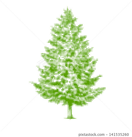 green Christmas tree on a white background. Hand drawn. Not AI, vector illustration. green Christmas tree on a white background. Hand drawn. Not AI, vector illustration. 141535260