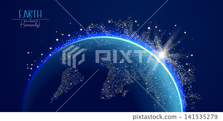 Earth globe rotating in outer space. Concept Earth is cradle of humanity Earth globe rotating in outer space. Concept Earth is cradle of humanity 141535279