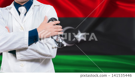 Libyan national health system, Medical professional holding sthetoscope isolated Libyan national health system, Medical professional holding sthetoscope isolated 141535446