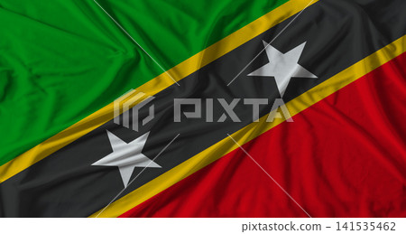 Saint Kitts and Nevis flag with fabric texture background. National flag of Saint Kitts and Nevis with cloth texture Saint Kitts and Nevis flag with fabric texture background. National flag of Saint Kitts and Nevis with cloth texture 141535462