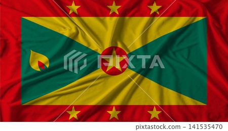 Grenada flag with fabric texture background. National flag of Grenada with cloth texture Grenada flag with fabric texture background. National flag of Grenada with cloth texture 141535470