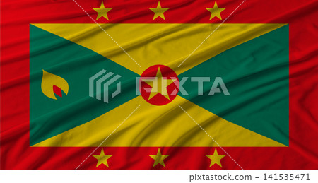 Grenada flag waving. Flag of Grenada with cloth texture Grenada flag waving. Flag of Grenada with cloth texture 141535471