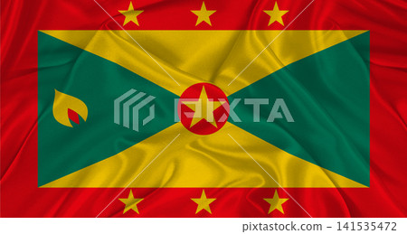 Grenadian flag with fabric texture. Realistic flag of Grenada waving, National flag Grenadian flag with fabric texture. Realistic flag of Grenada waving, National flag 141535472