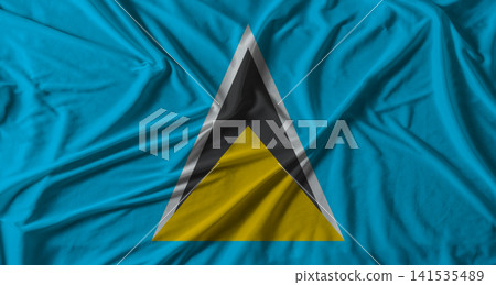 Saint Lucia flag with fabric texture background. National flag of Saint Lucia with cloth texture Saint Lucia flag with fabric texture background. National flag of Saint Lucia with cloth texture 141535489