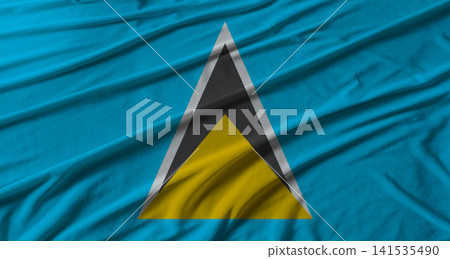 Saint Lucia flag waving. Flag of Saint Lucia with cloth texture Saint Lucia flag waving. Flag of Saint Lucia with cloth texture 141535490
