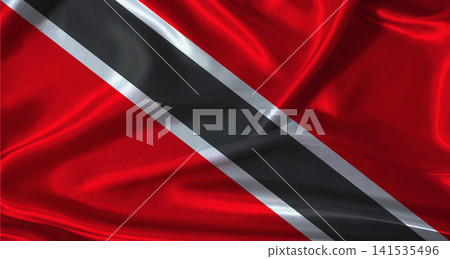 National flag of Trinidad and Tobago with cloth texture. Trinidad and Tobago flag with realistic texture background National flag of Trinidad and Tobago with cloth texture. Trinidad and Tobago flag with realistic texture background 141535496