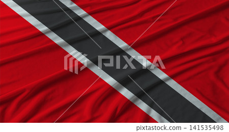 Trinidad and Tobago flag waving. Flag of Trinidad and Tobago with cloth texture Trinidad and Tobago flag waving. Flag of Trinidad and Tobago with cloth texture 141535498