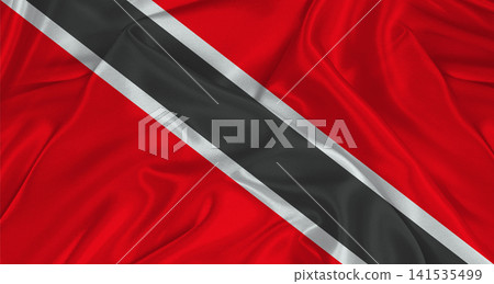 Trinidadian flag with fabric texture. Realistic flag of Trinidad and Tobago waving, National flag Trinidadian flag with fabric texture. Realistic flag of Trinidad and Tobago waving, National flag 141535499
