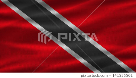 Trinidadian flag with fabric texture. Realistic flag of Trinidad and Tobago waving Trinidadian flag with fabric texture. Realistic flag of Trinidad and Tobago waving 141535501