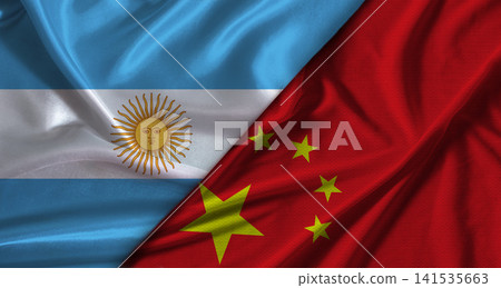 Bilateral relations between Argentina and China. Flag of Argentina and China 141535663
