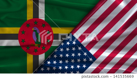 Bilateral relations between Dominica and United States. Flag of Dominica and United States Bilateral relations between Dominica and United States. Flag of Dominica and United States 141535669