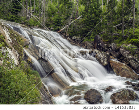 Cascades of waterfall on Cold water creek in High Tatras National Park, Slovakia Cascades of waterfall on Cold water creek in High Tatras National Park, Slovakia 141535835