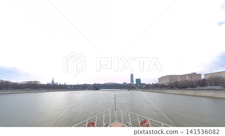 Moscow River. River cruise ships on the Moscow river winter timelapse hyperlapse Moscow River. River cruise ships on the Moscow river winter timelapse hyperlapse 141536082