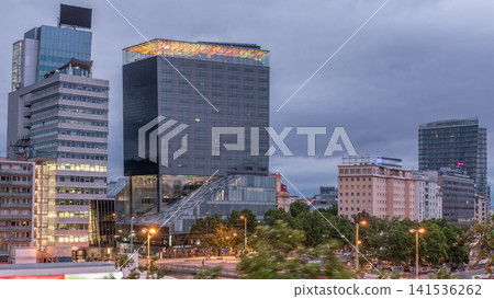 The Schwedenplatz is a square in central Vienna, located at the Danube Canal aerial night to day timelapse The Schwedenplatz is a square in central Vienna, located at the Danube Canal aerial night to day timelapse 141536262