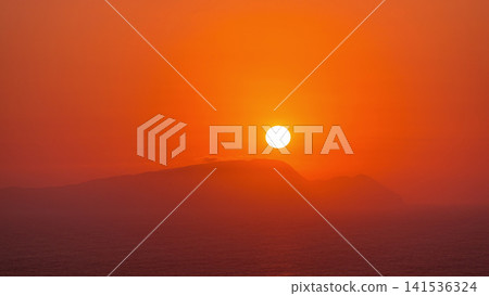 Aerial view of the Pacific ocean during sunset timelapse from Miraflores, Lima Aerial view of the Pacific ocean during sunset timelapse from Miraflores, Lima 141536324