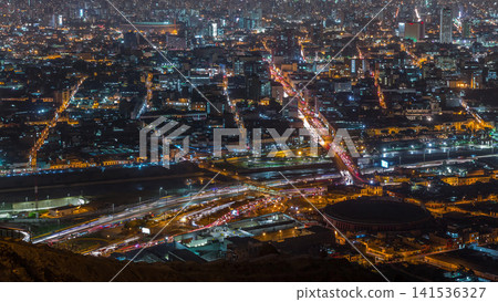 Aerial view of Lima skyline day to night timelapse from San Cristobal hill. Aerial view of Lima skyline day to night timelapse from San Cristobal hill. 141536327
