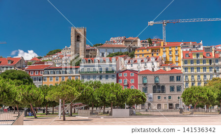 Square largo Jose Saramago timelapse hyperlapse at medieval quarter Alfama in Lisbon Square largo Jose Saramago timelapse hyperlapse at medieval quarter Alfama in Lisbon 141536342
