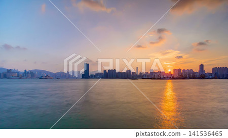 Hong Kong Sunset, View from kowloon bay downtown timelapse Hong Kong Sunset, View from kowloon bay downtown timelapse 141536465