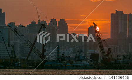 Hong Kong Sunset, View from kowloon bay downtown timelapse Hong Kong Sunset, View from kowloon bay downtown timelapse 141536466