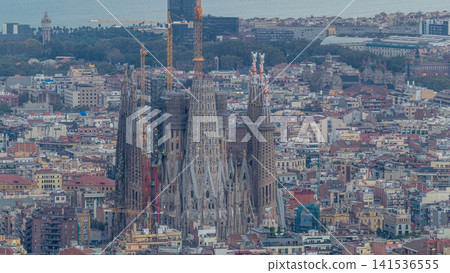 Panorama of Barcelona night to day timelapse, Spain, viewed from the Bunkers of Carmel Panorama of Barcelona night to day timelapse, Spain, viewed from the Bunkers of Carmel 141536555