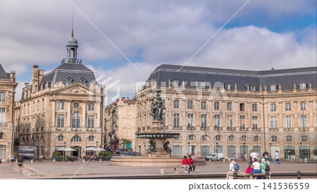 Place de la Bourse timelapse hyperlapse in Bordeaux, France, with the Fountain Place de la Bourse timelapse hyperlapse in Bordeaux, France, with the Fountain 141536559